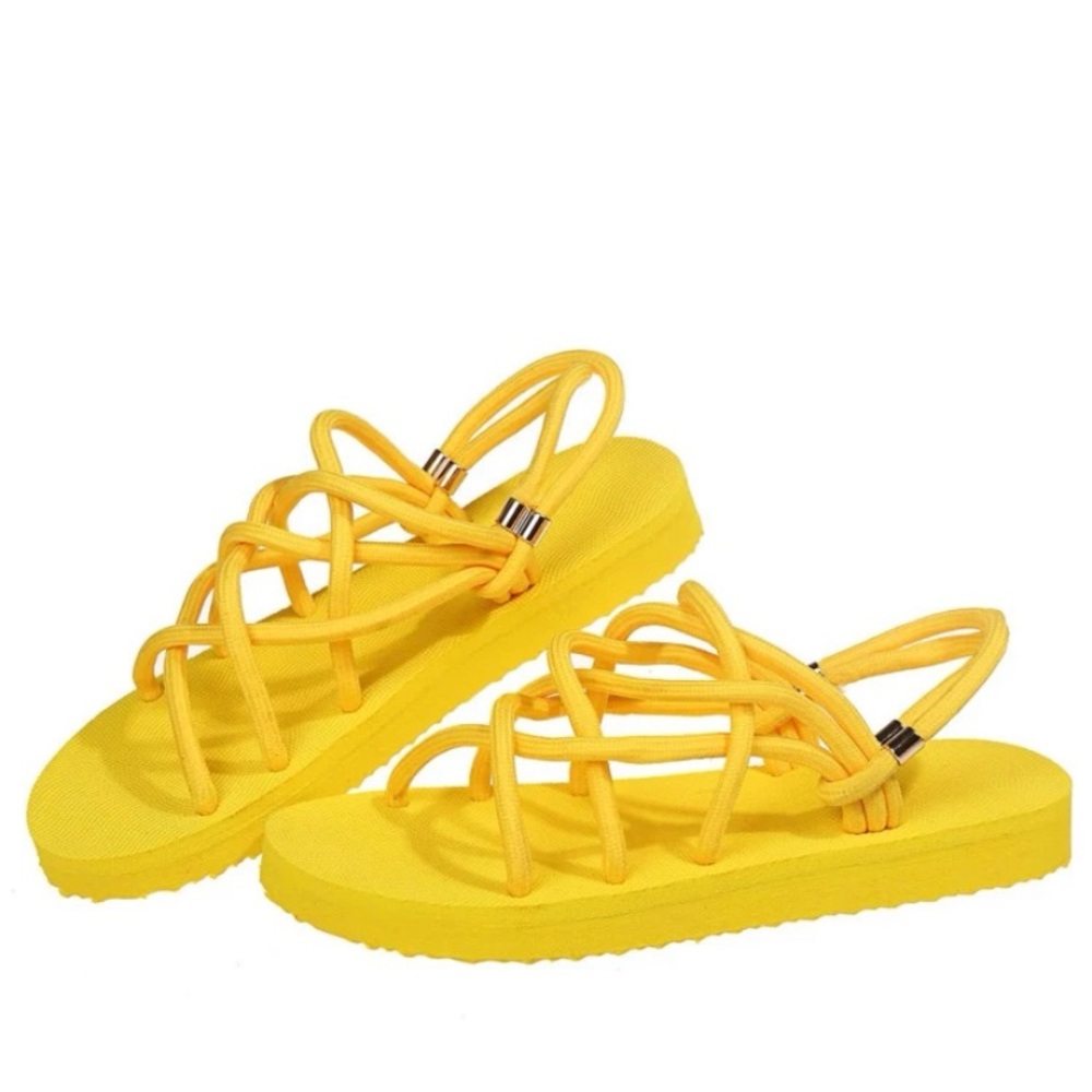 Lightweight, open yellow sandals. Never been worn.